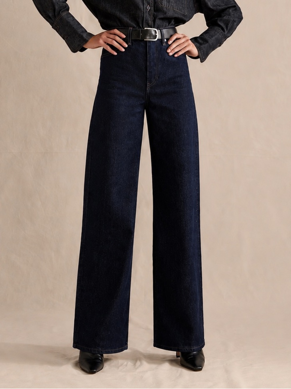 Banana Republic Dark Rinse High Rise Wide Leg Jeans